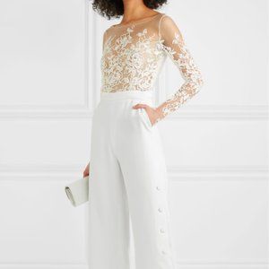 Rime Arodaky Braham cropped embroidered tulle and crepe jumpsuit